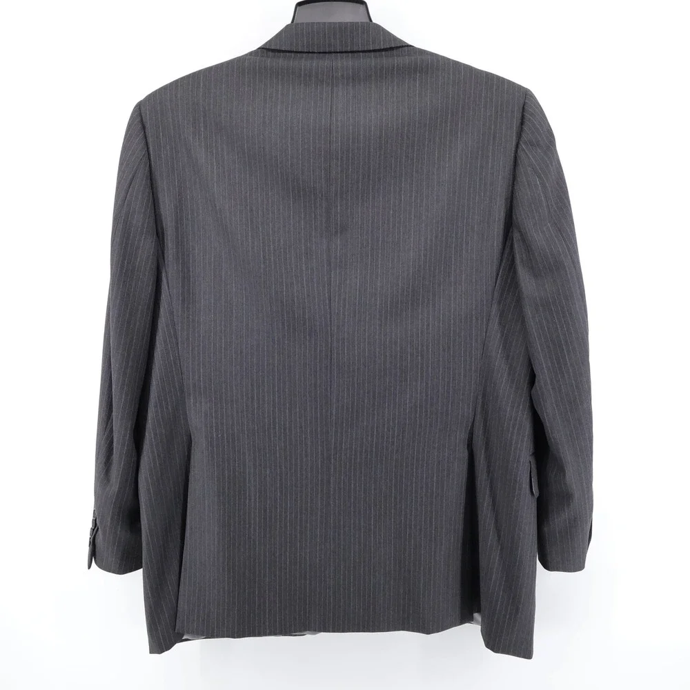 Vintage Burberry London Worsted Wool Pinstripe‎ Blazer Charcoal Grey Mens 44 REG